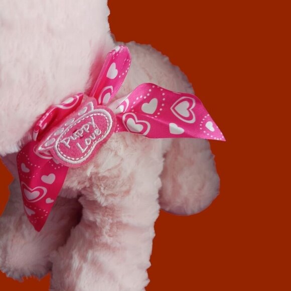 Pink Plush Dog Toy With Heart Ribbon - Medium Size - Picture 5 of 8
